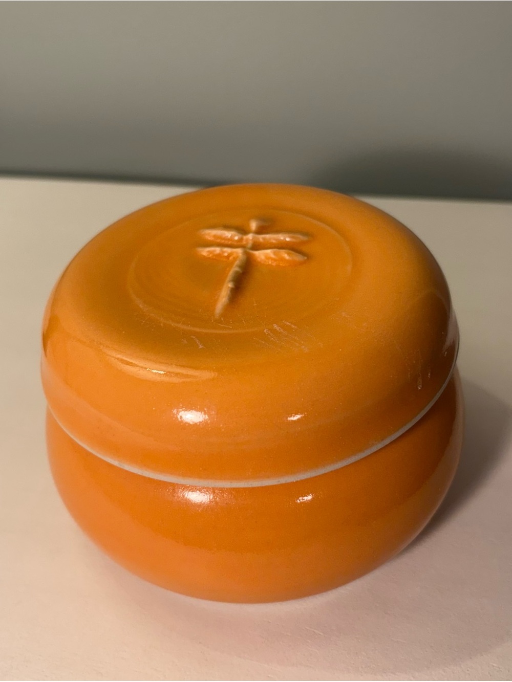 Kelly Brooke Pottery Tangerine Ceramic Jar with lid- Handmade in North Carolina